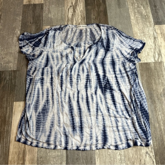 Knox Rose Tops - Knox Rose Blouse, Navy/White, Women’s XL
